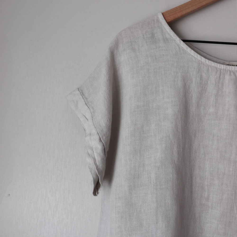 Terzo Millenio 100% Linen Short Sleeve Tunic Top Cream - Picture 3 of 7